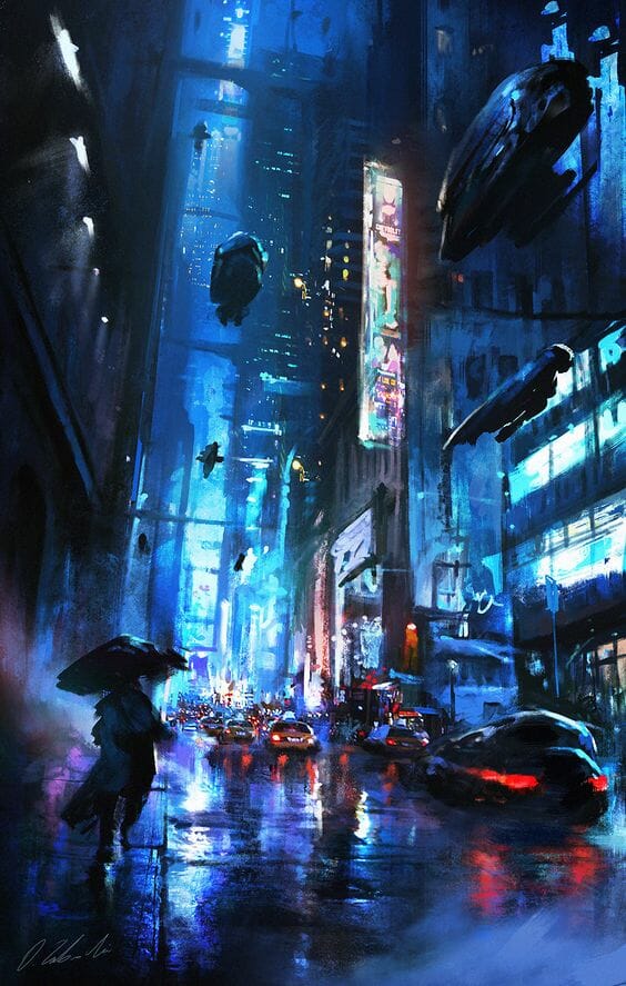 Ciberpunk / Cyberpunk - Tipica escena urbana nocturna ciberpunk-imagen-2